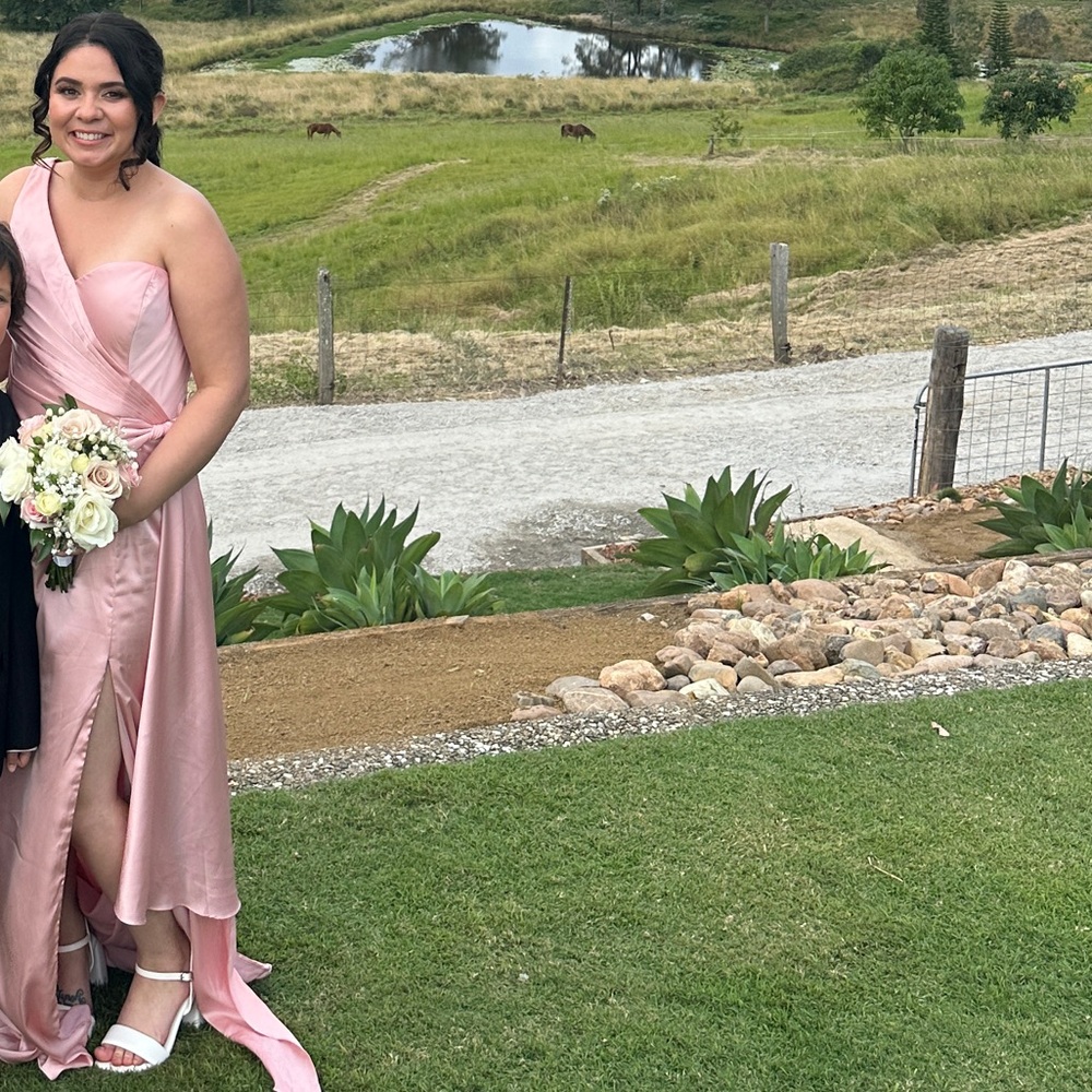 Elegant Pink Satin Gown